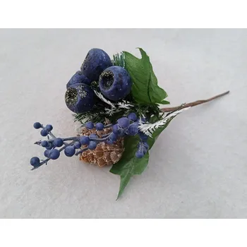 Zahradní dekorace Zápich modrré bobulky a šišky 21 cm, modrý