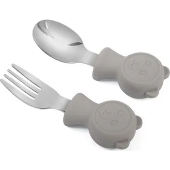Příbor Martons Dětský kovový příbor lžička a vidlička Bear, 2 ks - Light Beige