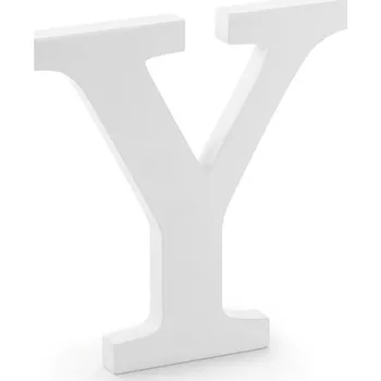 Svatební dekorace PartyDeco Dřevěné písmeno Y bílé, 19 cm