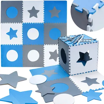 KIK Vzdělávací pěnová podložka šedá modrá 60 x 60 cm 9 prvků