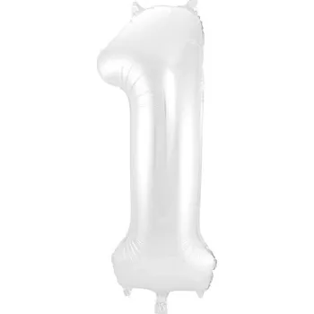 Balónek Folat Fóliové číslo 1 bílé, 86 cm