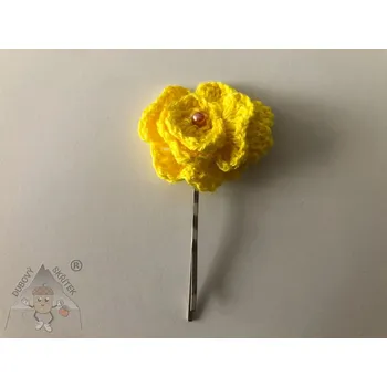 Dubový skřítek Sponka s růžičkou žlutá