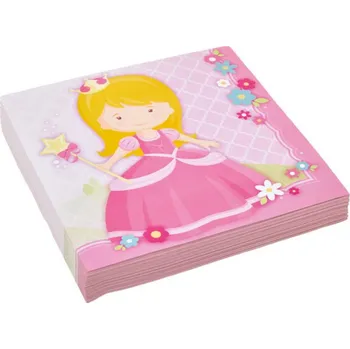 Party nádobí Amscan Papírové ubrousky Princezna 33 cm x 33 cm, 20 ks