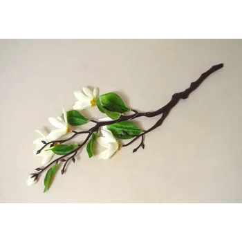 umělá květina Člunatec větvička 4 květy 37 cm - bílá