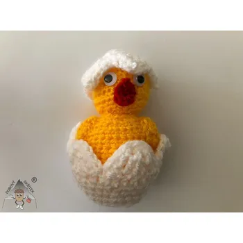 Velikonoční dekorace Dubový skřítek Kuřátko ve skořápce ručně háčkované