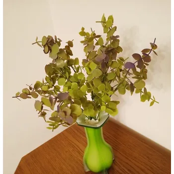 umělá květina Trs eukalyptus 34 cm zelený do fialova