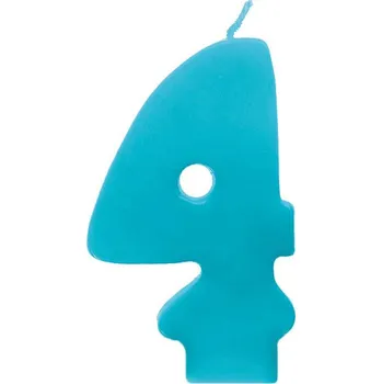 Dortová svíčka PartyDeco Narozeninová svíčka číslo 4 tyrkysová