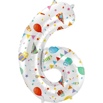 Balónek Folat Fóliové číslo 6 párty, 86 cm