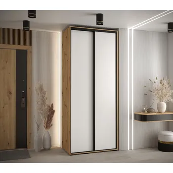 Šatní skříň Šatní skříň Cannes 1 - hloubka 45 cm Barva korpusu: Černá, Rozměry: 100 cm, Dveře: Dub-Artisan