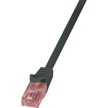 Datový kabel LogiLink CQ2023U RJ45 síťové kabely, propojovací kabely CAT 6 U/UTP 0.50 m černá samozhášecí, s ochranou 1 ks