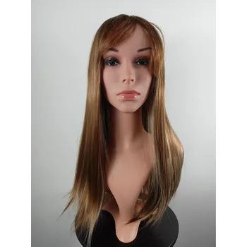 Paruka Tea - dlouhá hnědá oříšková s blond melírem paruka