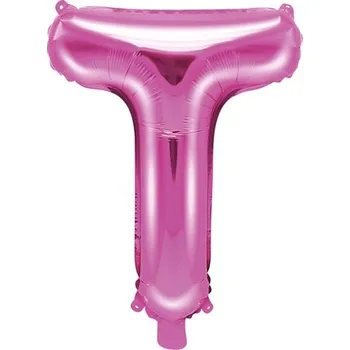 Balónek PartyDeco Fóliové písmeno T růžové, 35 cm