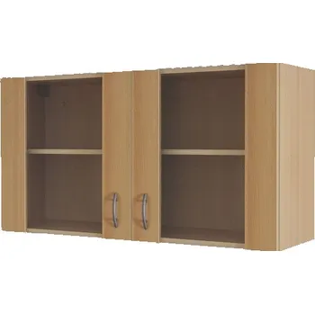 Kuchyňská skříňka Kuchyňská skříňka horní se skleněnými dvířky Flex Well Ischia/Nano šířka 100 cm dekor buk