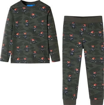 Chlapecké pyžamo vidaXL Dětské pyžamo s dlouhým rukávem khaki 140 [12688]