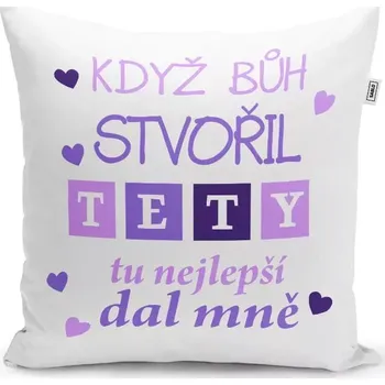 Polštář Polštářek s potiskem - Když Bůh stvořil tety - 40 x 40 cm - Sablio