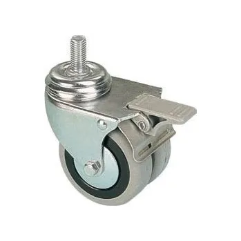 Pojezdové kolečko EGA 2x50/VLDP Otočné dvojkolo s šedou pryžovou obručí se šroubem a brzdou 7120060