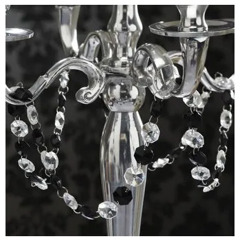 Řetízek Křišťálová girlanda - Černo-čirá - 1m