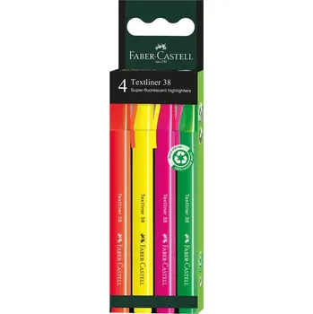 Zvýrazňovač FABER-CASTELL zvýrazňovač Textliner 38, set 4ks