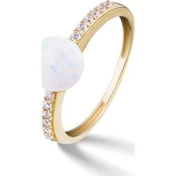 Prsten Prsten Margarit II s opálem Materiál šperku: Žluté zlato, Velikost: 54, Barevná varianta opálu: Bílý opál