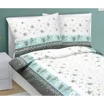 Povlečení krepové - tyrkysový květ s pruhem - 140x200, 70x90 cm