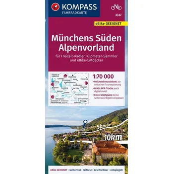 KOMPASS Fahrradkarte 3337 Münchens Süden, Alpenvorland 1:70.000