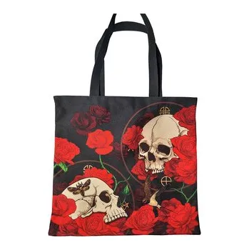 Nákupní taška - zip - Lebky a růže