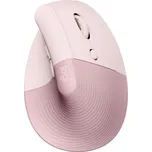 Logitech Lift Vertical Ergonomic Mouse - Dark Rose Vertikální myš, optická, 6 tlačítek, bezdrátová, Bluetooth