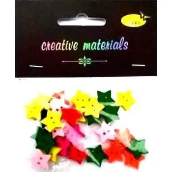 Set školních potřeb Guziki drewniane kolorowe gwiazdki 15mm 6g ok 30sz