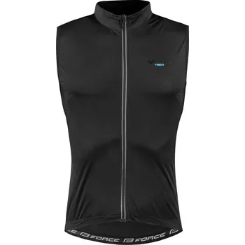 Cyklistická bunda vesta FORCE VISION, plná záda, černá Velikost: XXL