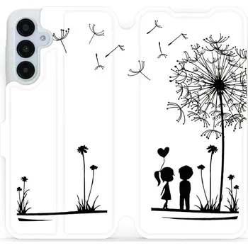 Pouzdro na mobilní telefon Flipové pouzdro Mobiwear - Samsung Galaxy A25 5G - MH16P Dvojice s pampeliškou (Knížkové flip pouzdro, obal, kryt na mobil Samsung Galaxy A25 5G - MH16P Dvojice s pampeliškou, materiál Umělá kůže + TPU - ochrana 360°, stojánek, silikonová vanička,)