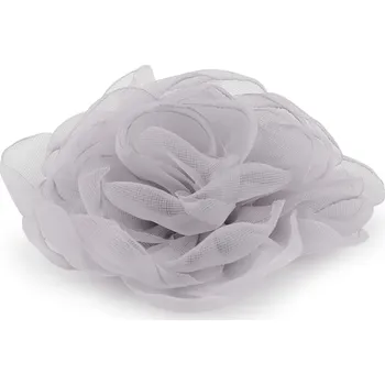 Organzový květ růže k našití a nalepení Ø8 cm, barva 7 šedá světlá