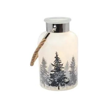 Sklenice SKLENICE DEKORAČNÍ 10LED STROMY 18CM BÍLÁ