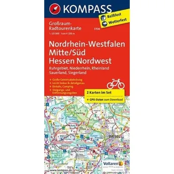 Kompass Großraum-Radtourenkarte Nordrhein-Westfalen Mitte/Süd - Hessen Nordwest, 2 Bl.