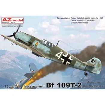 Plastikový model AZ model 1/72 Bf 109T-2 'Toni over the North Sea' (3x camo)