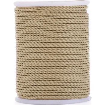 Dětské navlékací korálky Voskovaná tchajwanská polyesterová šňůrka Tan - Ø 1 mm , návin cca. 11 m