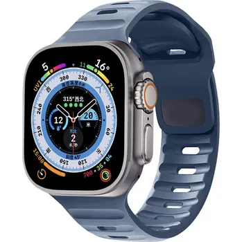 Příslušenství k chytrým hodinkám Robusní silikonový vroubkovaný řemínek pro Apple Watch 42/44/45/46/49mm Barva: Modrá