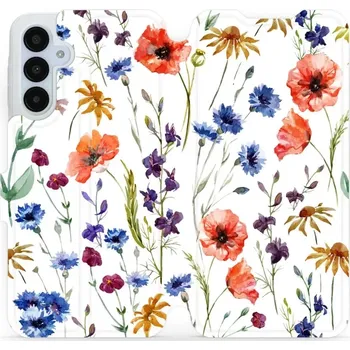 Pouzdro na mobilní telefon Flipové pouzdro Mobiwear - Samsung Galaxy A25 5G - MP04S Luční kvítí (Knížkové flip pouzdro, obal, kryt na mobil Samsung Galaxy A25 5G - MP04S Luční kvítí, materiál Umělá kůže + TPU - ochrana 360°, stojánek, silikonová vanička, magnetické zavírání)