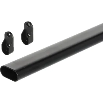 Věšák Interex Sada závěsných tyčí oválných 1m s úchyty 2ks / Černá matná 1 m