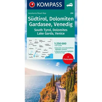KOMPASS Autokarte Südtirol, Dolomiten, Gardasee, Venedig 1:250.000