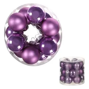 Vánoční dekorace Ozdoby skleněné, barva fialová, pr.3 cm, cena za 1 balení (18ks)