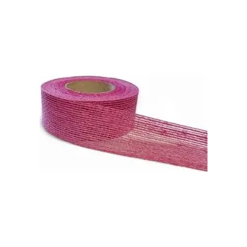 Stuha Stuha juta gáza 4 cm růžová