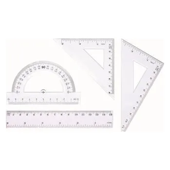 Set školních potřeb Zestaw geometryczny linijka 15cm BL001-AK