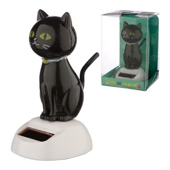 Figurka - solární - Černá kočka pro štěstí