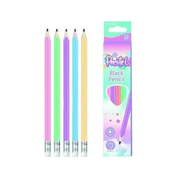 Set školních potřeb Ołówek z gumką HB trójkątny pastel (12szt)