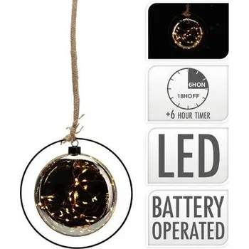 Vánoční dekorace Vánoční dekorace koule plochá svítící 18 cm kouřově šedá