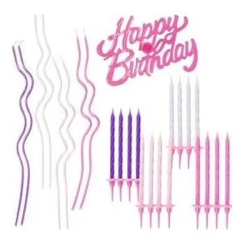Set školních potřeb Zestaw świeczek urodzinowych różowy