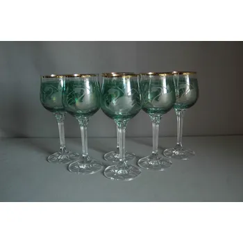 Sklenice Sklenice na víno Diana 190ml listr set 6 ks dekor labuť zelená