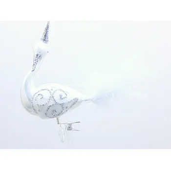 Vánoční ozdoba Vánoční ozdoba Labuť - 2184, porcelánově bílá se stříbrným dekorem