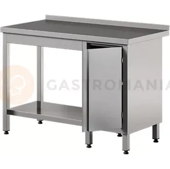 Nerezový dřez Nerezový přístěnný stůl s policí a skříňkou, křídlové dveře 1600x700x850 mm | ASBER, WT-167-PL-HD-S