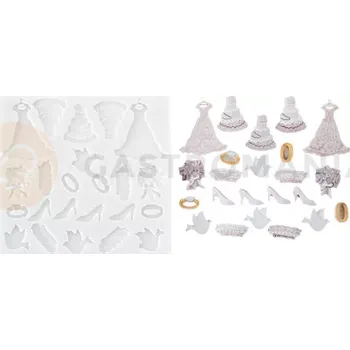 Výroba svíčky Forma na cukrovou hmotu SLK 366 - svatební doplňky, 40x32 mm | SILIKOMART, Sugarflex Wedding